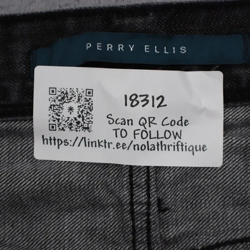Perry Ellis Jeans Mens 34 Black Straight Mid Rise Cotton Pocket Zip Denim Pants